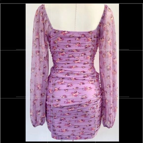 🆕VICI WILLIAM B Lavender Floral Ruched Long Sleeve - Picture 2 of 13